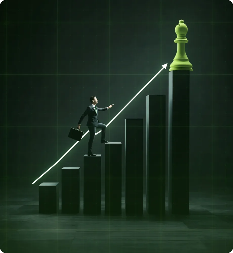 Business growth chart showing increasing profitability